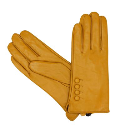 Women's Fleece lined leather gloves - Mustard.