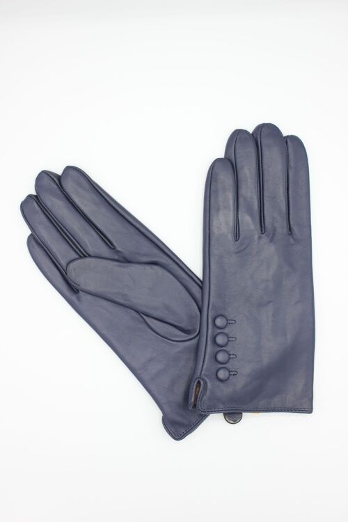 Gants en cuir doublé Polaire Femme - Marine.