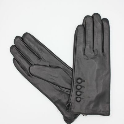 Gants en cuir doublé Polaire Femme - Noir.