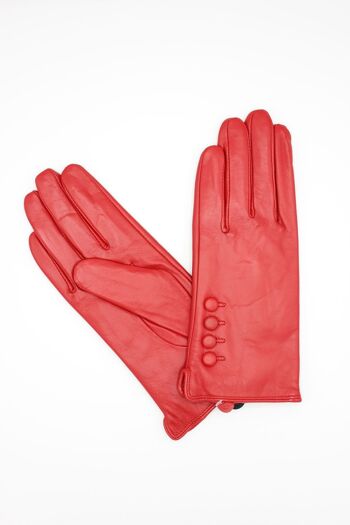 Gants en cuir doublé Polaire Femme - Rouge. 1