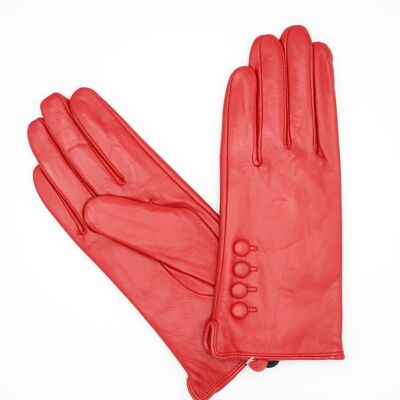 Guantes de piel con forro polar para mujer - Rojo.