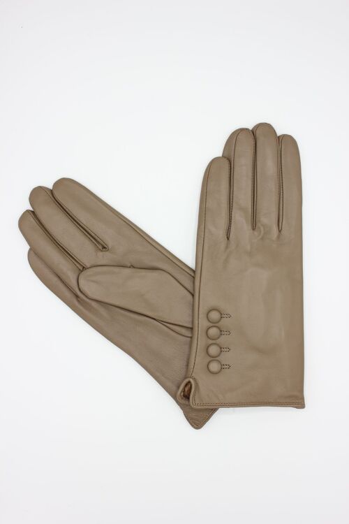 Gants en cuir doublé Polaire Femme - Taupe.