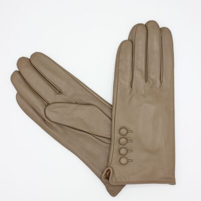 Women's Fleece Lined Leather Gloves - Taupe.