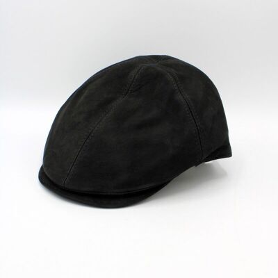 Italian Leather Cap 18260 - Black