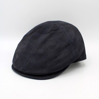 Italian Leather Cap 18260 - Navy