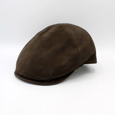 Italian Leather Cap 18260 - Brown