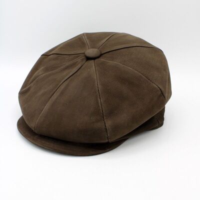 Italian Leather Cap 18259 - Brown