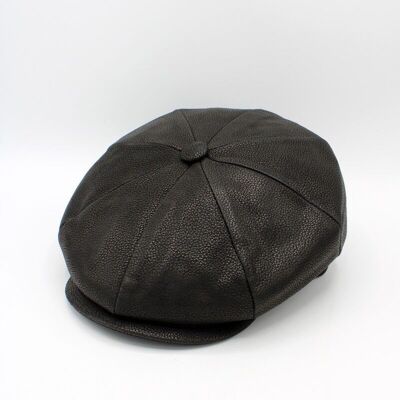 Italian Leather Cap 18257 - Black