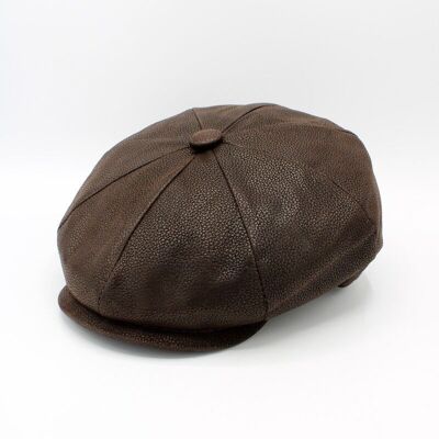 Italian Leather Cap 18257 - Brown