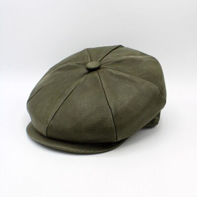 Italian Leather Cap 18257 - Khaki