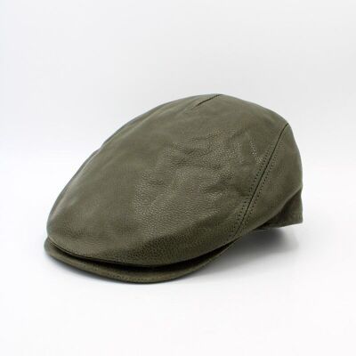 Italian Leather Cap 18256 - Khaki