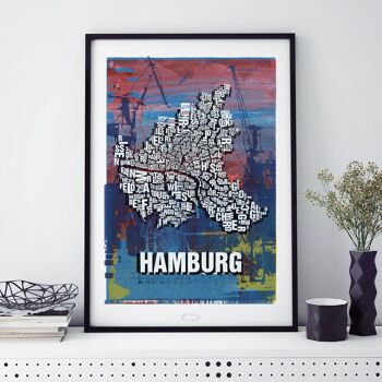 Impression d'art du port de Hambourg - 50x70cm-impression numérique encadrée 1