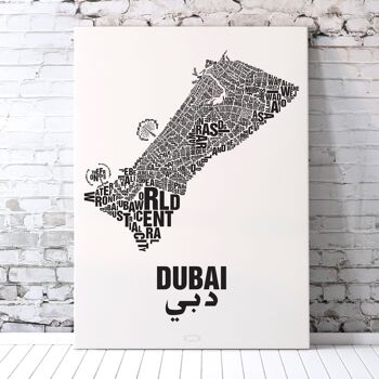 Place des lettres Dubai noir sur blanc naturel - 50x70cm-sérigraphié-encadré 3