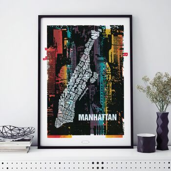 Lieu des lettres Manhattan Downtown art print - 70x100cm-toile-sur-châssis 2