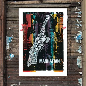 Lieu des lettres Manhattan Downtown art print - 70x100cm-toile-sur-châssis 3
