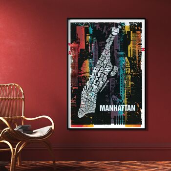 Lieu des lettres Manhattan Downtown art print - 70x100cm-toile-sur-châssis 4