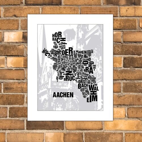 Buchstabenort Aachen Dom - 40x50cm-passepartout