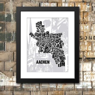 Letter location Aachen Cathedral - 40x50 passepartout framed