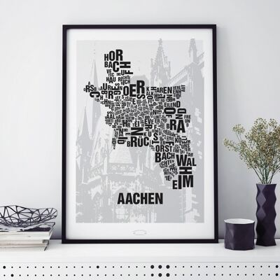 Place of letters Aachen Cathedral - 50x70cm-digital print-framed