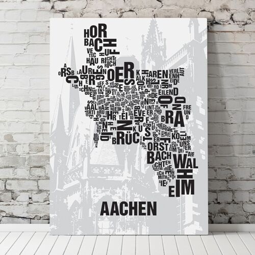 Buchstabenort Aachen Dom - 70x100cm-leinwand-auf-keilrahmen