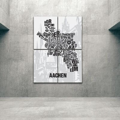 Buchstabenort Aachen Dom - 140x200cm-als-4-teiliger-keilrahmen