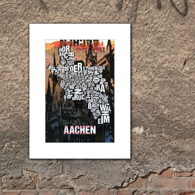 Buchstabenort Aachen Dom Kunstdruck - 30x40cm-passepartout