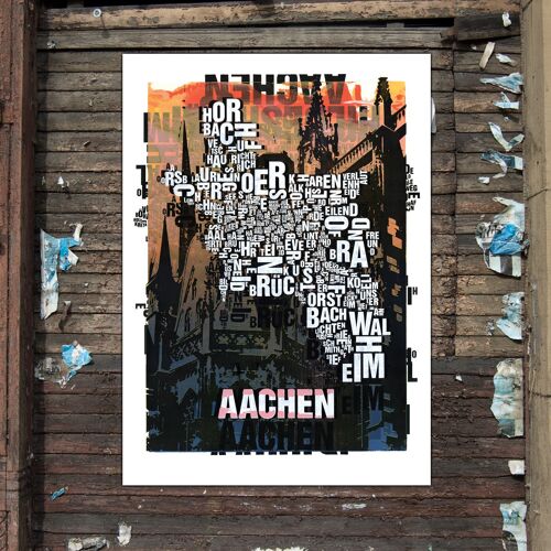 Buchstabenort Aachen Dom Kunstdruck - 50x70cm-digitaldruck