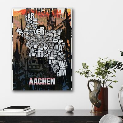 Buchstabenort Aachen Dom Kunstdruck - 50x70 cm-leinwand-auf-keilrahmen