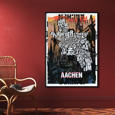 Place of letters Aachen Cathedral art print - 70x100cm-digital print-rolled