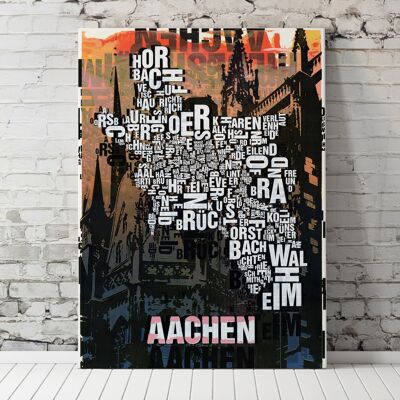 Buchstabenort Aachen Dom Kunstdruck - 70x100cm-leinwand-auf-keilrahmen