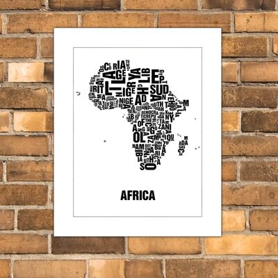 Lettre localisation Afrique Afrique noir sur blanc naturel - 40x50cm-passepartout