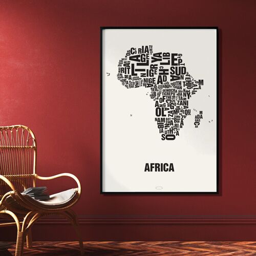 Buchstabenort Africa Afrika Schwarz auf Naturweiß - 70x100cm-digitaldruck-gerollt