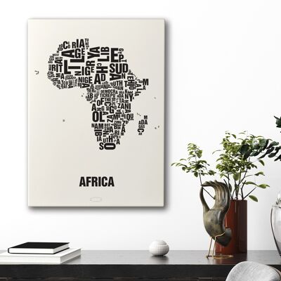 Luogo delle lettere Africa Afrika Nero su bianco naturale - 50x70cm-tela-su-barella