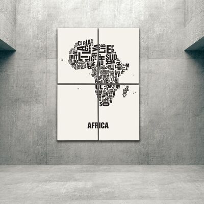 Letra ubicación África África negro sobre blanco natural - 140x200cm-en-camilla de 4 partes