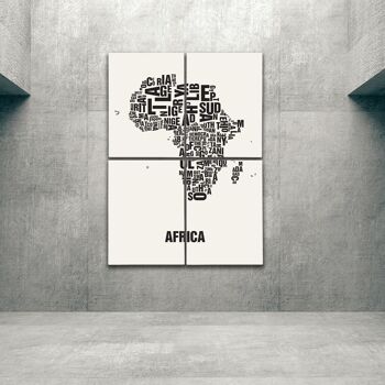 Lettre emplacement Afrique Afrique noir sur blanc naturel - 140x200cm-en-4-part-stretch 1