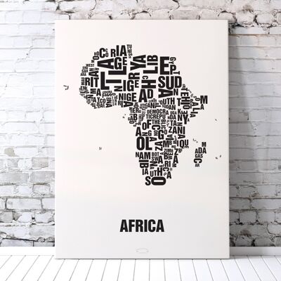 Place of letters Africa Afrika Black on natural white - 70x100cm-canvas-on-stretcher