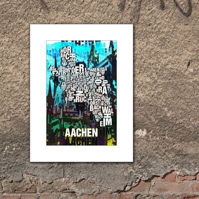 Buchstabenort Aachen Dom Kunstdruck - 30x40 cm-passepartout