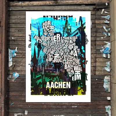 Buchstabenort Aachen Dom Kunstdruck - 50x70 cm-digitaldruck