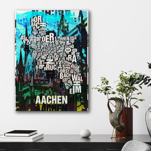 Buchstabenort Aachen Dom Kunstdruck - 50x70cm-leinwand-auf-keilrahmen