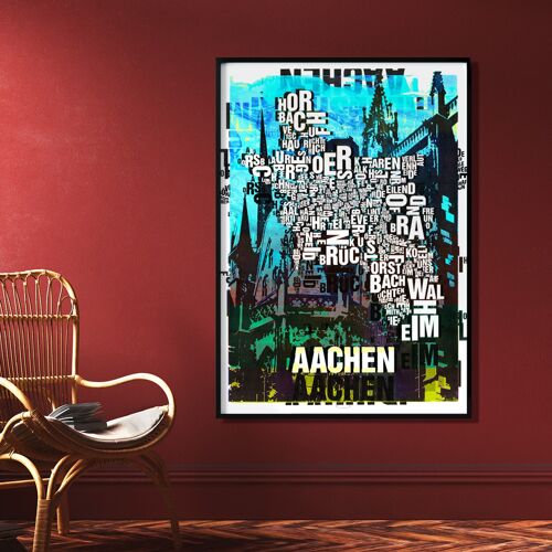 Buchstabenort Aachen Dom Kunstdruck - 70x100 cm-digitaldruck-gerollt