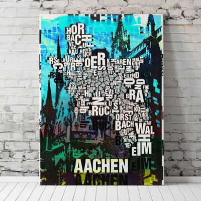 Buchstabenort Aachen Dom Kunstdruck - 70x100 cm-leinwand-auf-keilrahmen