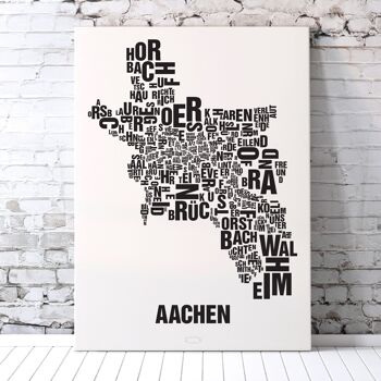 Place des lettres Aachen noir sur blanc naturel - 40x50 passe-partout encadré 4