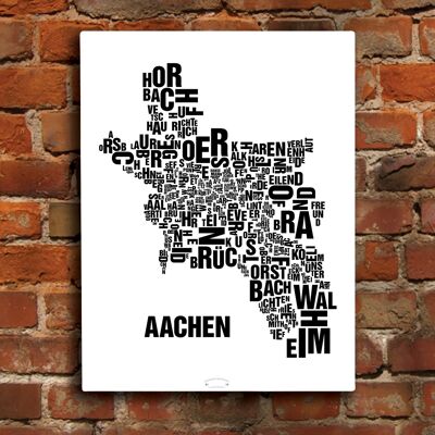 Lugar de letras Aachen negro sobre blanco natural - 40x50cm-lienzo-en-camilla