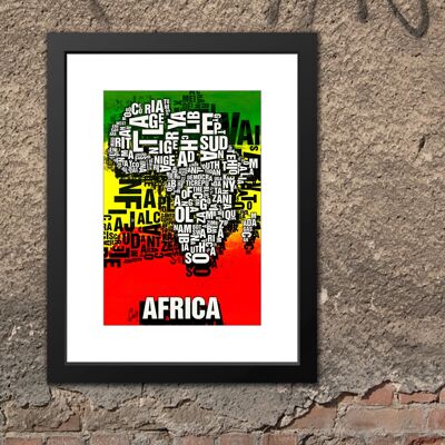 Lettre lieu Afrique Africa Tribal art print - 30x40cm-passepartout-encadré