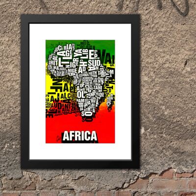 Letra place Africa Africa Tribal lámina - 30x40cm-passepartout-framed