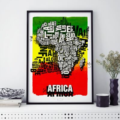 Lugar de las letras Africa Africa Tribal art print - 50x70cm-impresión digital-enmarcada