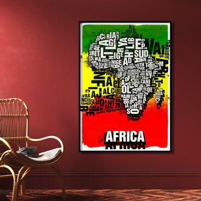 Letter location Africa Africa Tribal art print - 70x100cm-digital print-rolled