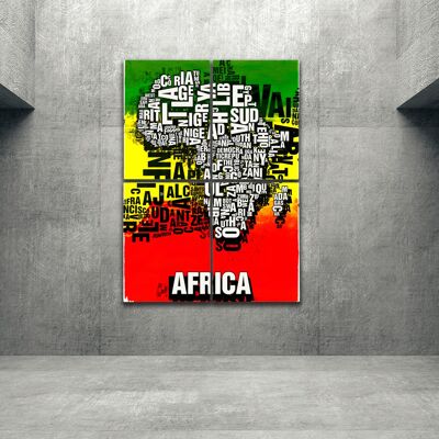 Buchstabenort Africa Afrika Tribal Kunstdruck - 140x200cm-als-4-teiliger-keilrahmen