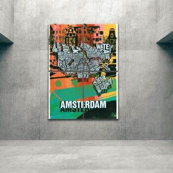 Lieu des lettres Amsterdam Grachten impression d'art - 140x200cm-comme-4-part-stretcher 1