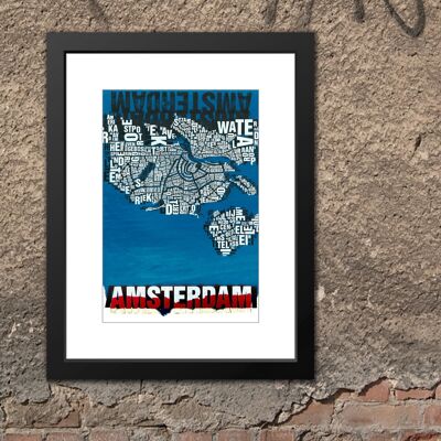 Lugar de letras Amsterdam Noordzee lámina - 30x40cm-passepartout-enmarcado